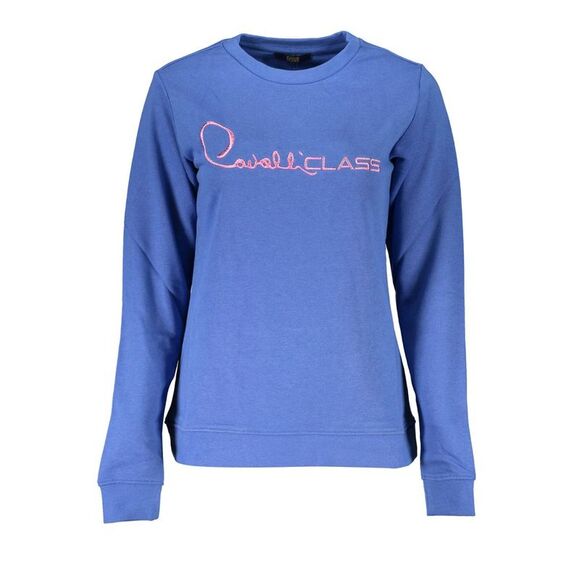 Cavalli Class Crew Neck Sweatshirt CA26750 Women Blue Sweaters - Picture 1 of 2